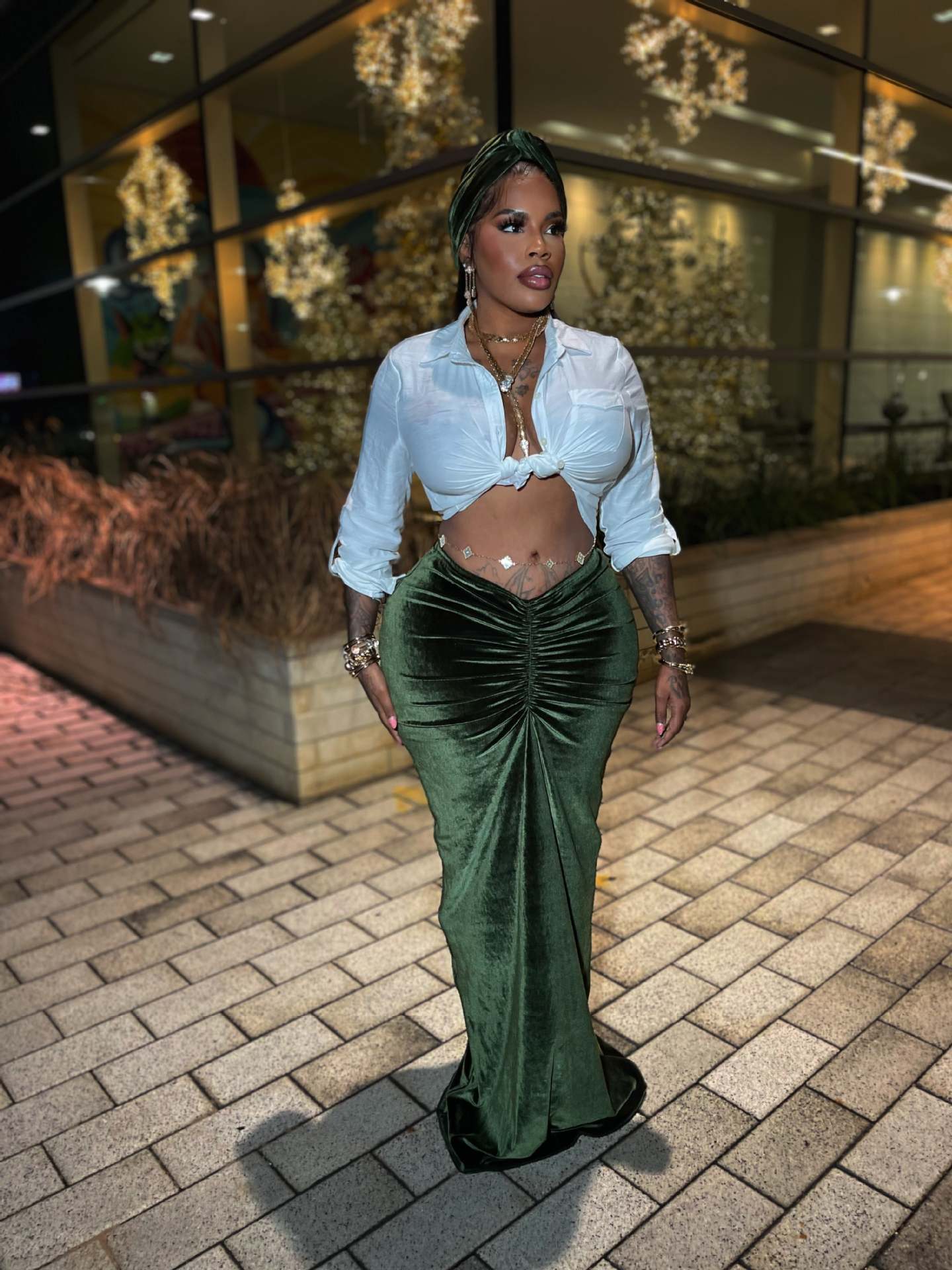 Women Casual Pleated Velvet Skirt 6