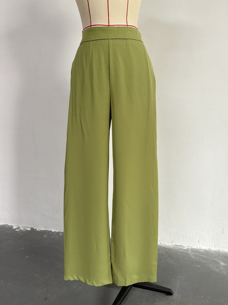 Women Autumn Printed Balloon Sleeve Shirt and Wide-leg Pants Casual Two-piece Set 17