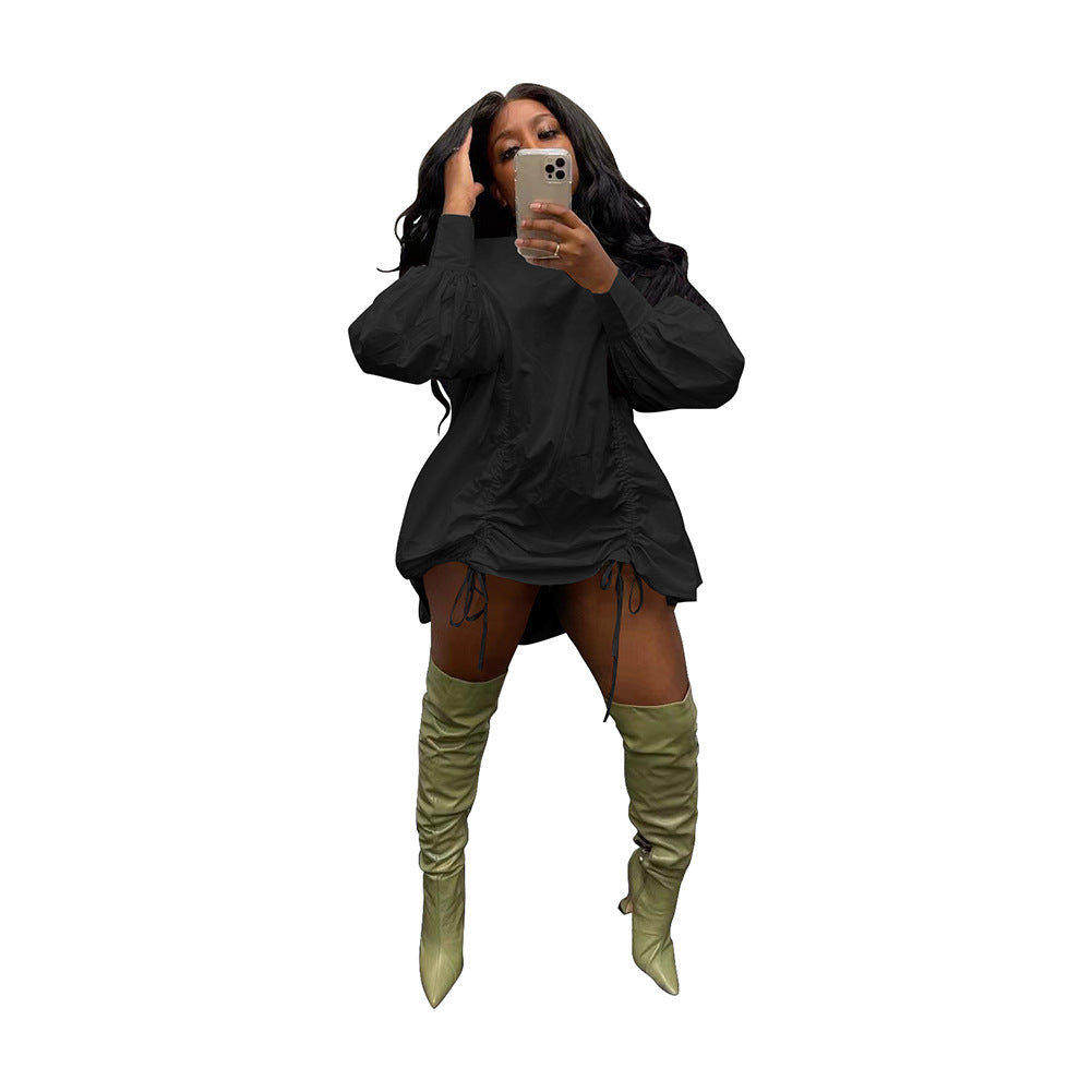 Women Casual Loose Shirt Pleated Dress 12