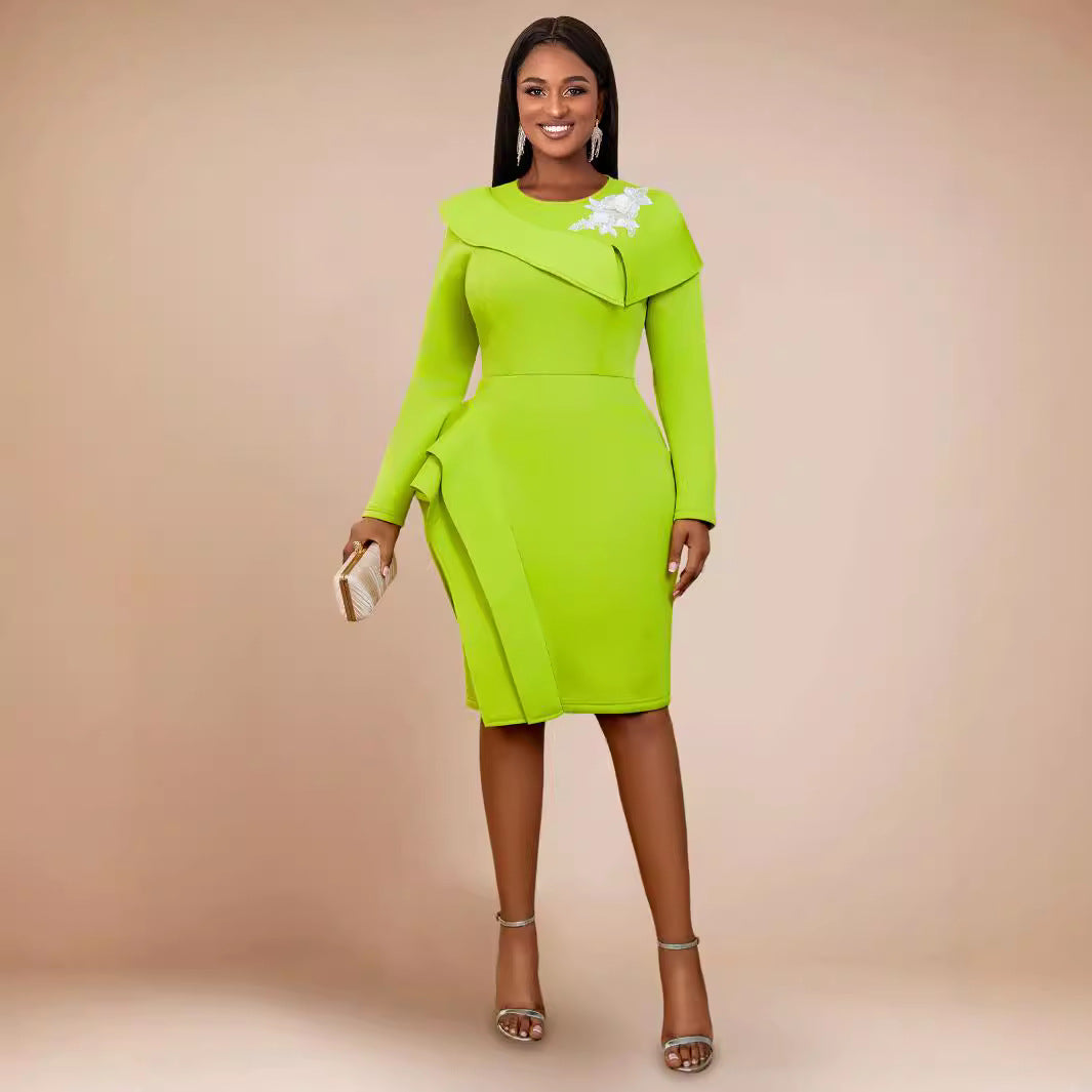 Women Long Sleeve Ruffle Formal Party Dress 5