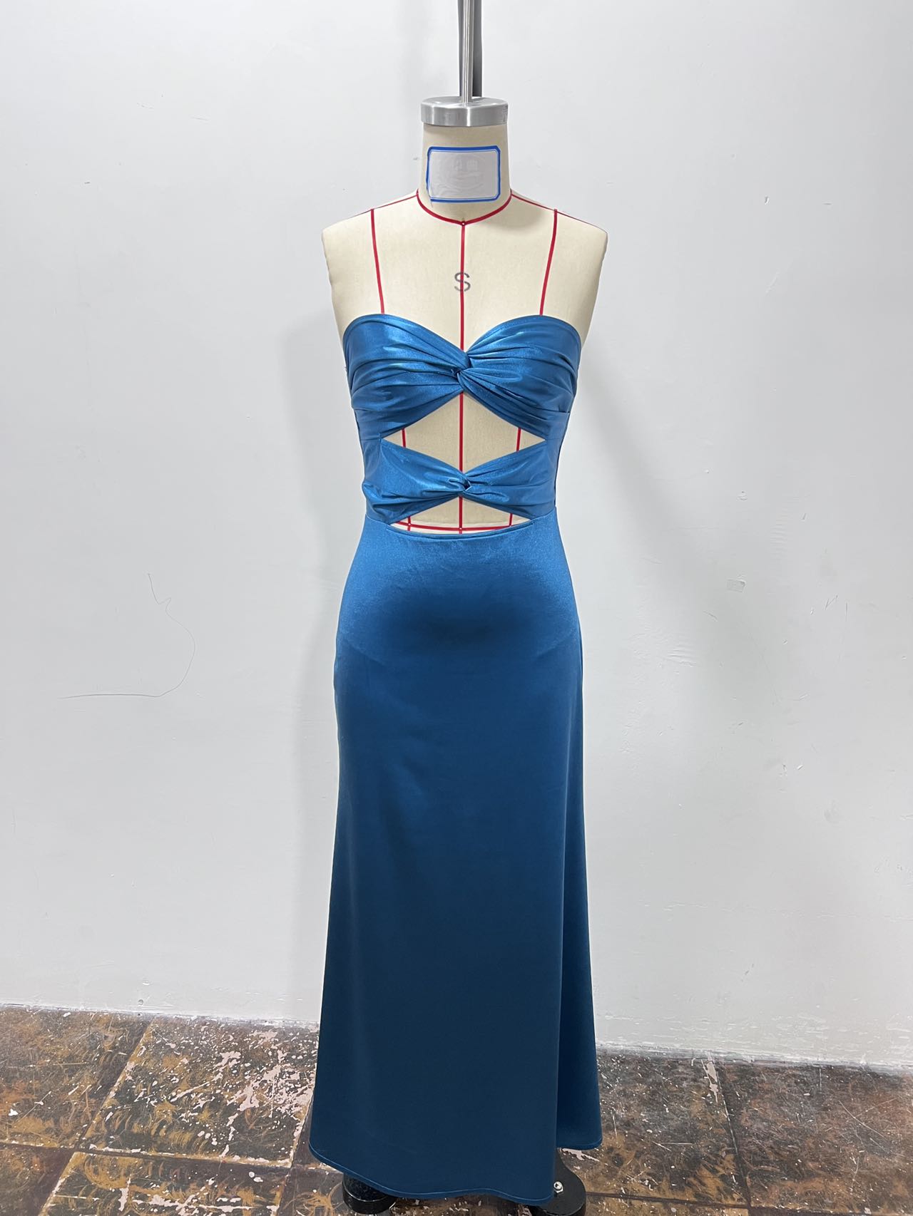 Women's Sexy Low Back Strapless Long Dress Satin Chic Bodycon Gown 8