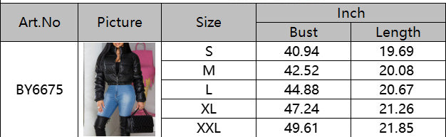 Autumn Winter High Neck Long Sleeve Zipper Fashion Casual Cotton-Padded Jacket 7