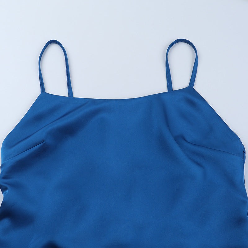 Strappy Sexy Low Back Satin Chic Evening Gown Long Dress 13