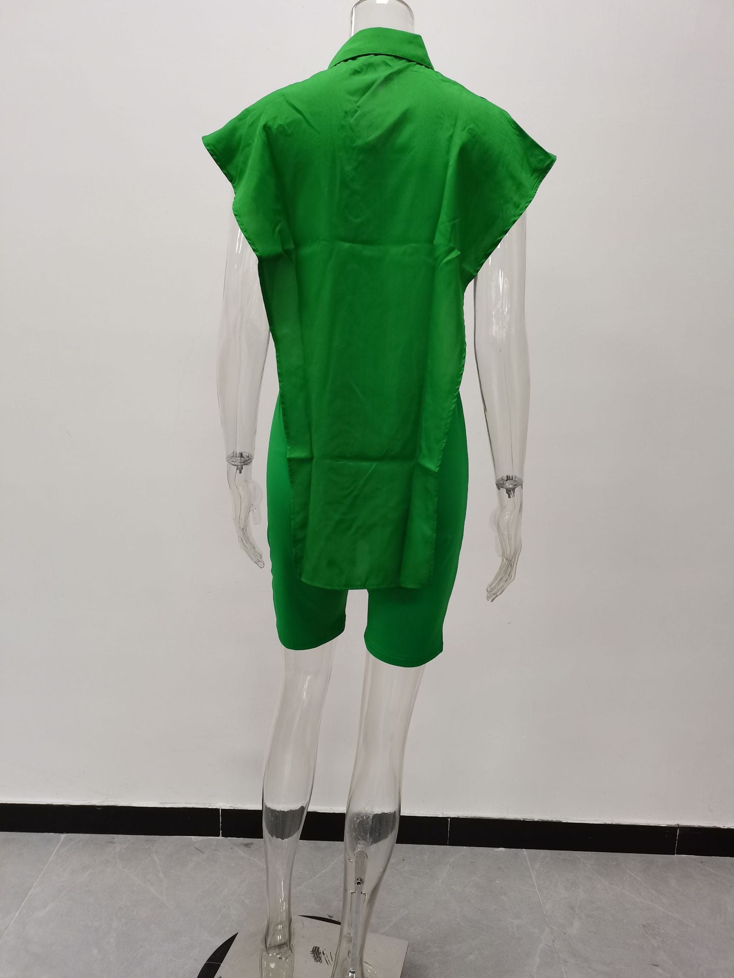 Women Summer Button Sleeveless Top + Shorts Two Piece Set 26