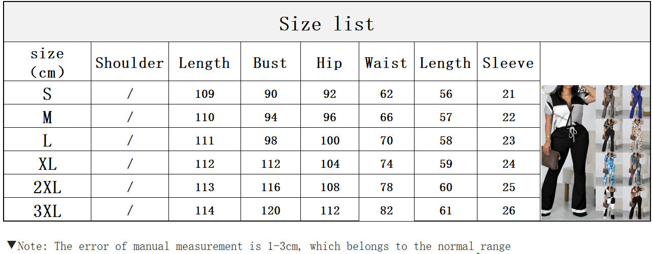 Women Spring Summer Fashion Print Zipper Top and Pant Two-Piece Set 23