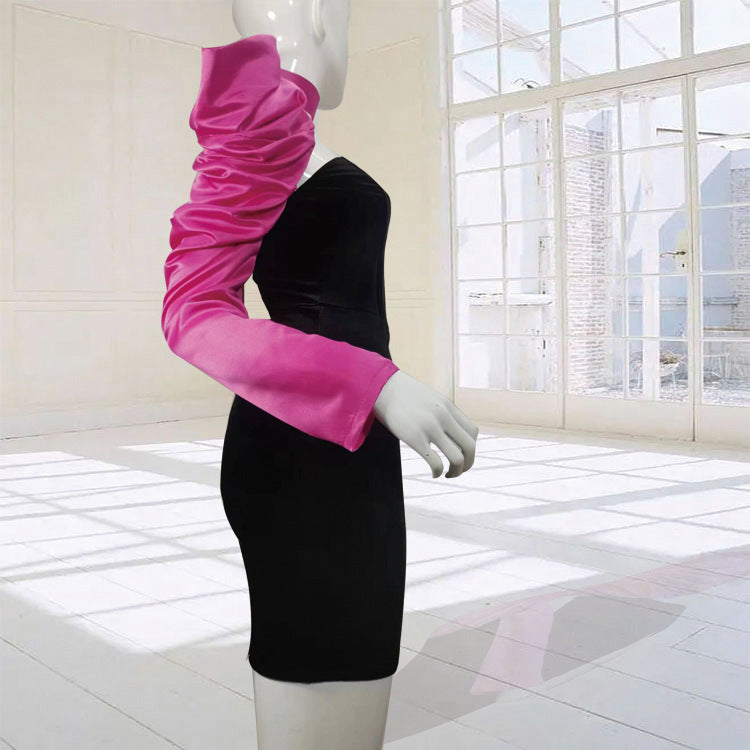 Women One Shoulder Bow Strapless Dress Two-piece Dress Set 12