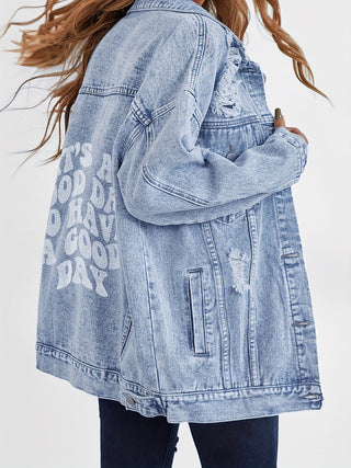 Fashion Shirt Women's Loose Pocket Denim Jacket