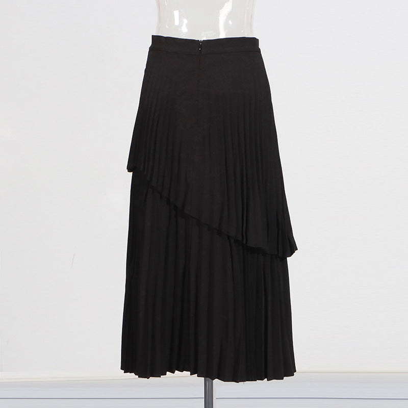 Off-Shoulder Strap Top High-Waist Pleated Skirt Two Piece Set 8