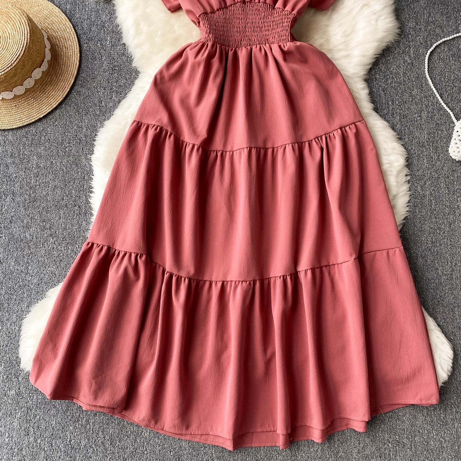 Women vintage pleated Long Dress 24