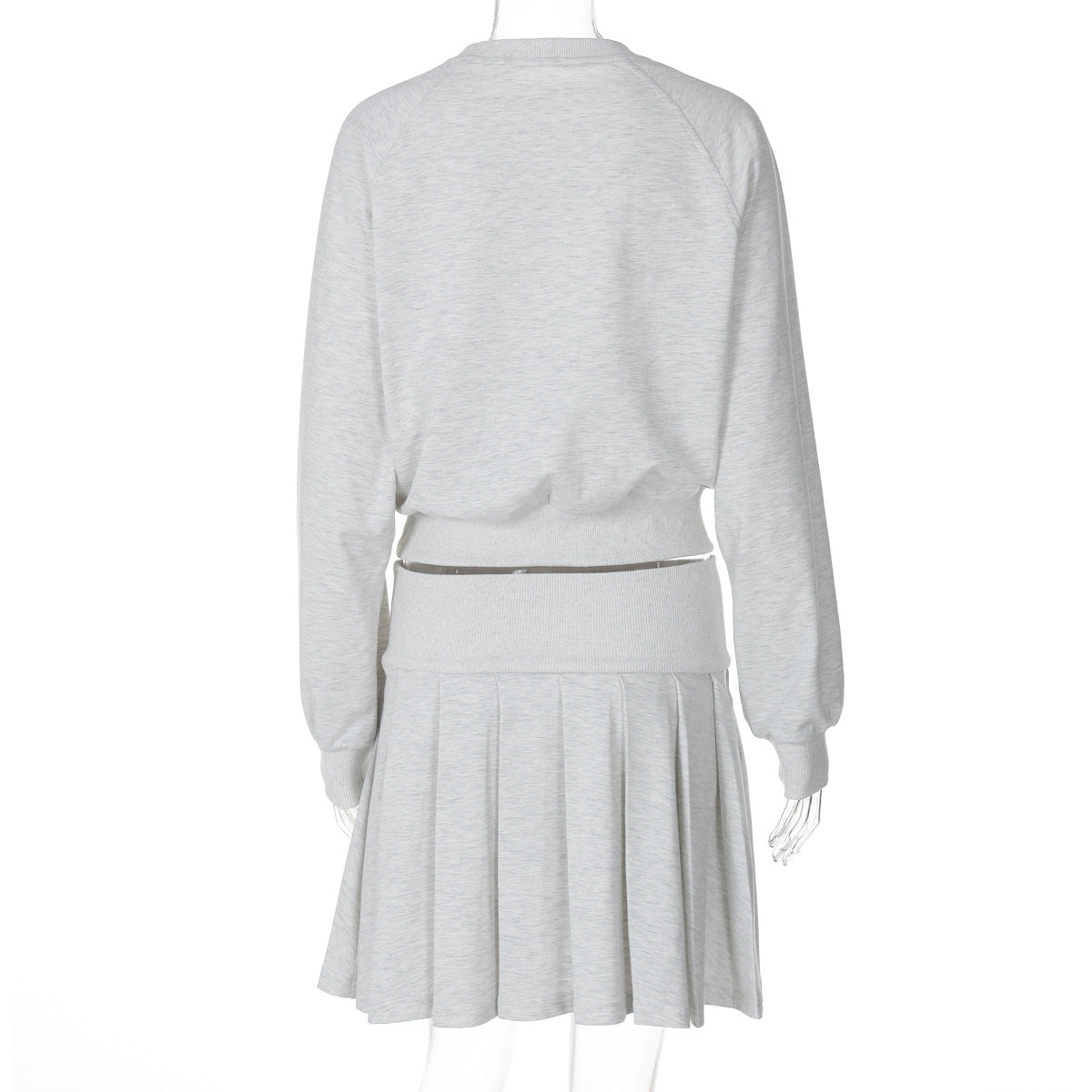 Autumn And Winter Solid Color Long-Sleeved Top Pleated Skirt Fashionable Casual Two-Piece Set 8