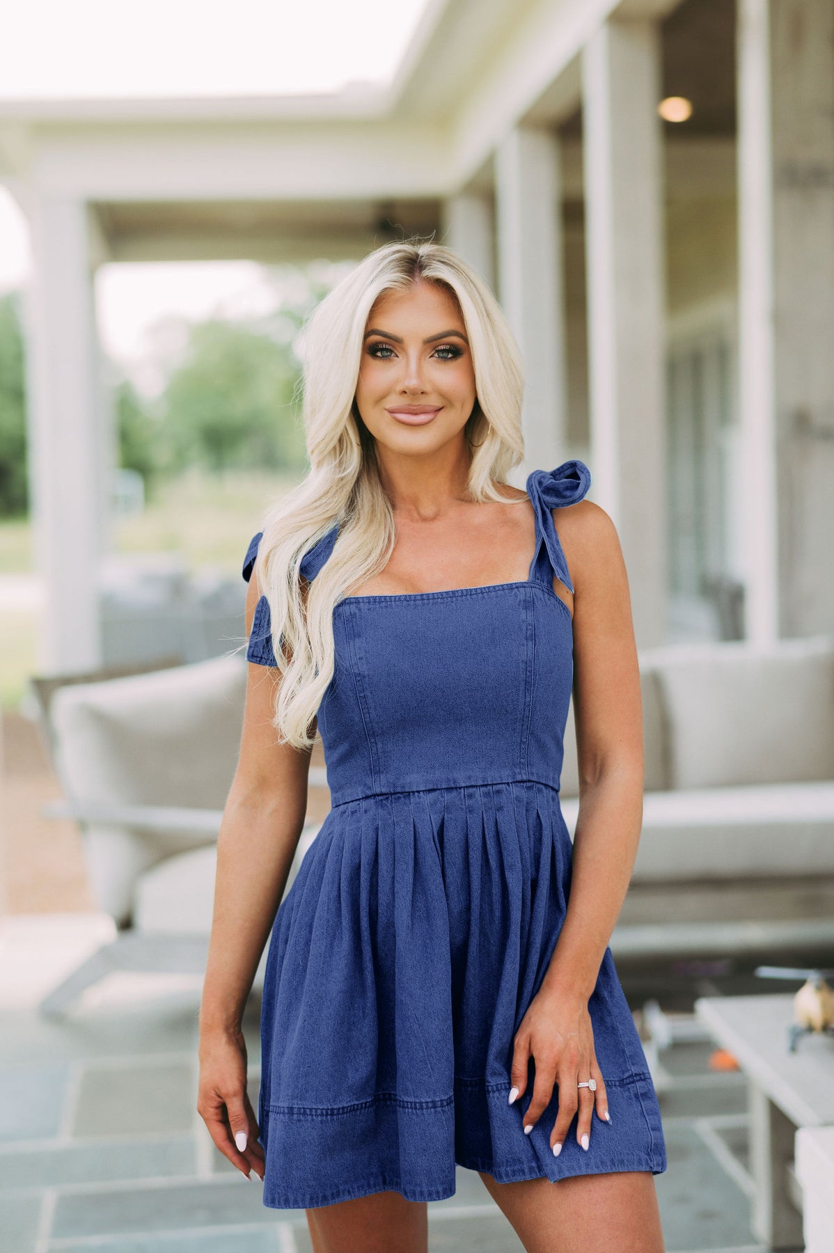 Spring Summer Chic Career Fashion Strap Denim Women's Dress 9