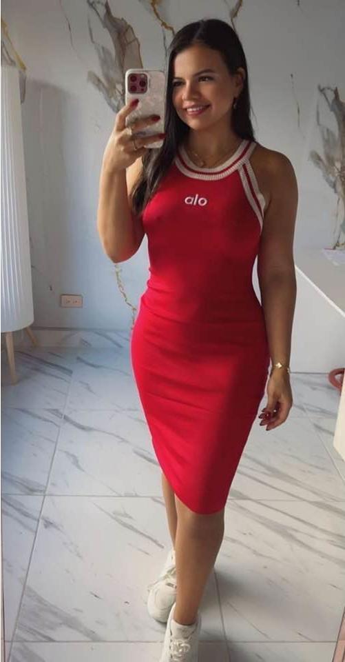 Women's Knitting Fashion Sleeveless Embroidered Halter Neck Sexy Bodycon Dress 6