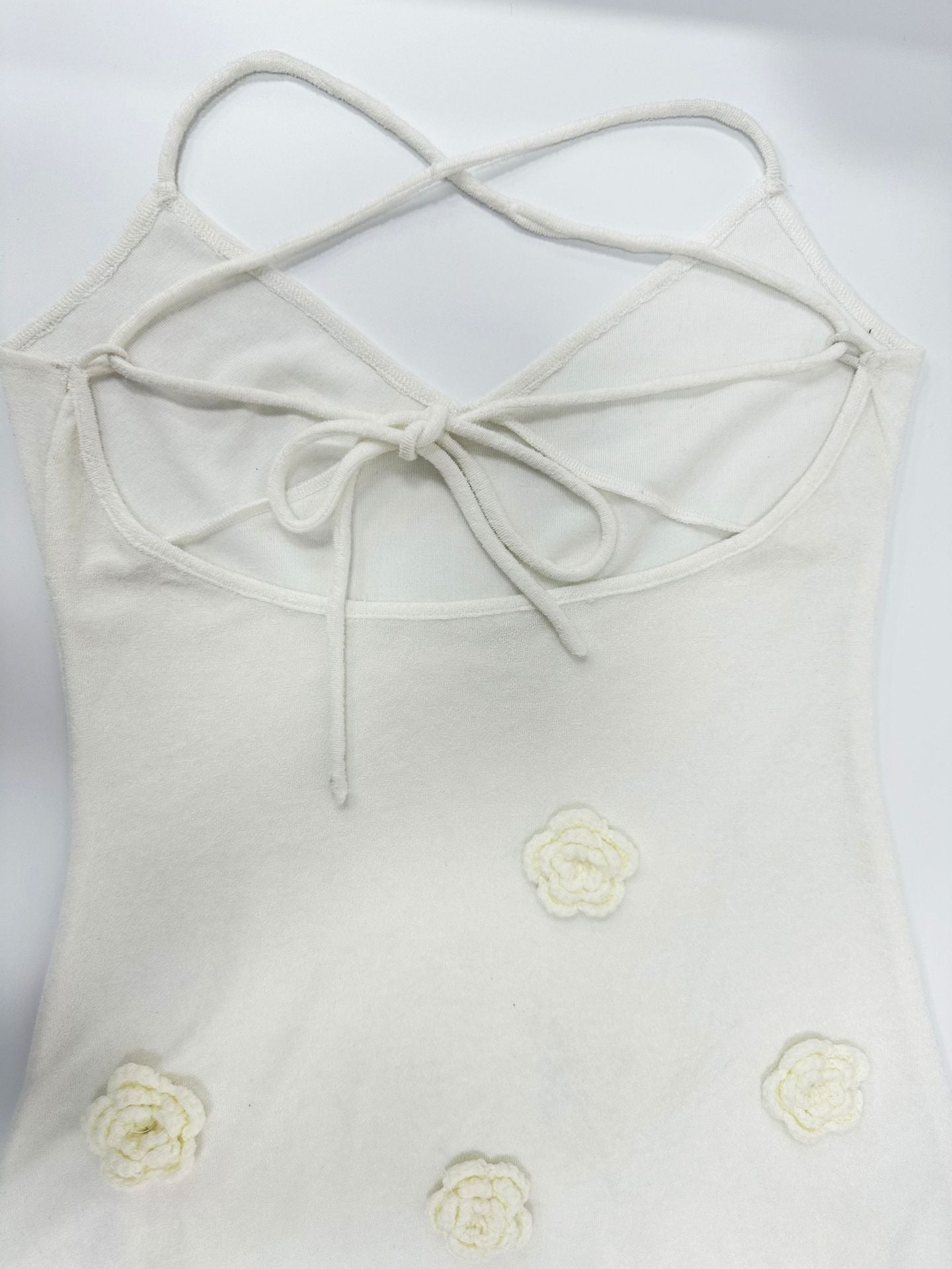 Women's Strap Low Back Flower Knitting Sexy Long Dress 15