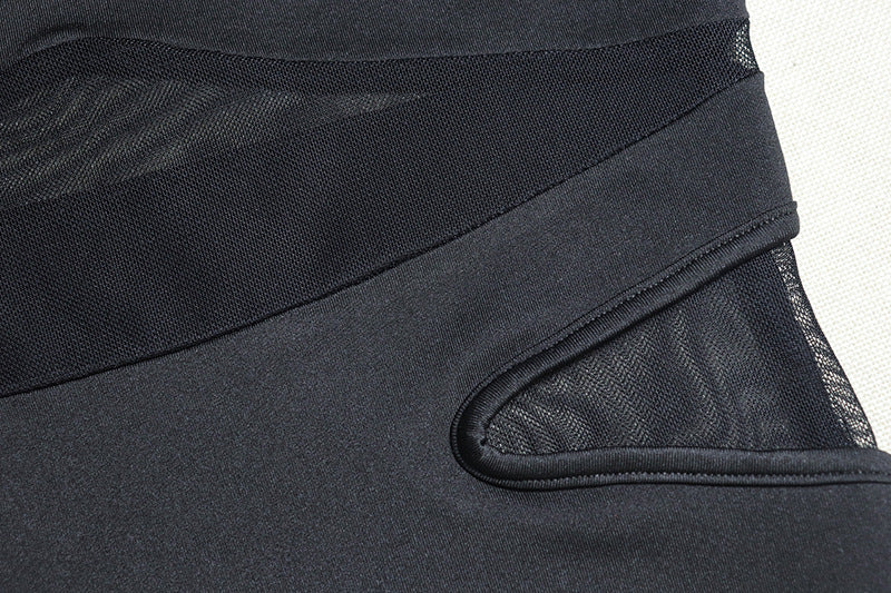 Women Solid Sexy Hollow Mesh Patchwork Bodycon Dress 17