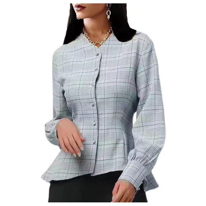 Autumn Winter Plaid Slim Fit Long Sleeve Shirt 8