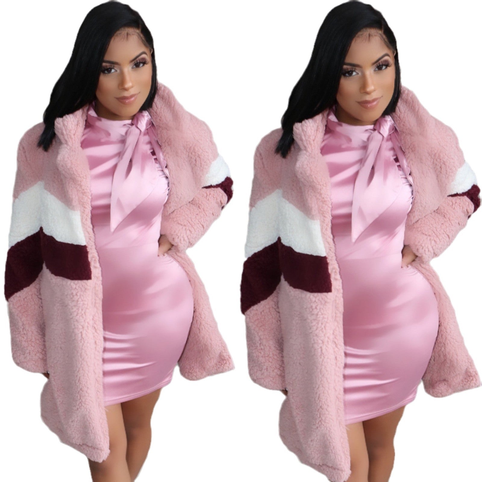 Women Winter Plush Patchwork Warm Jacket 7