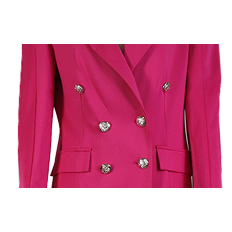 Turn Down Collar Blazer Women’s Slim Fit Double Breasted Jacket 12