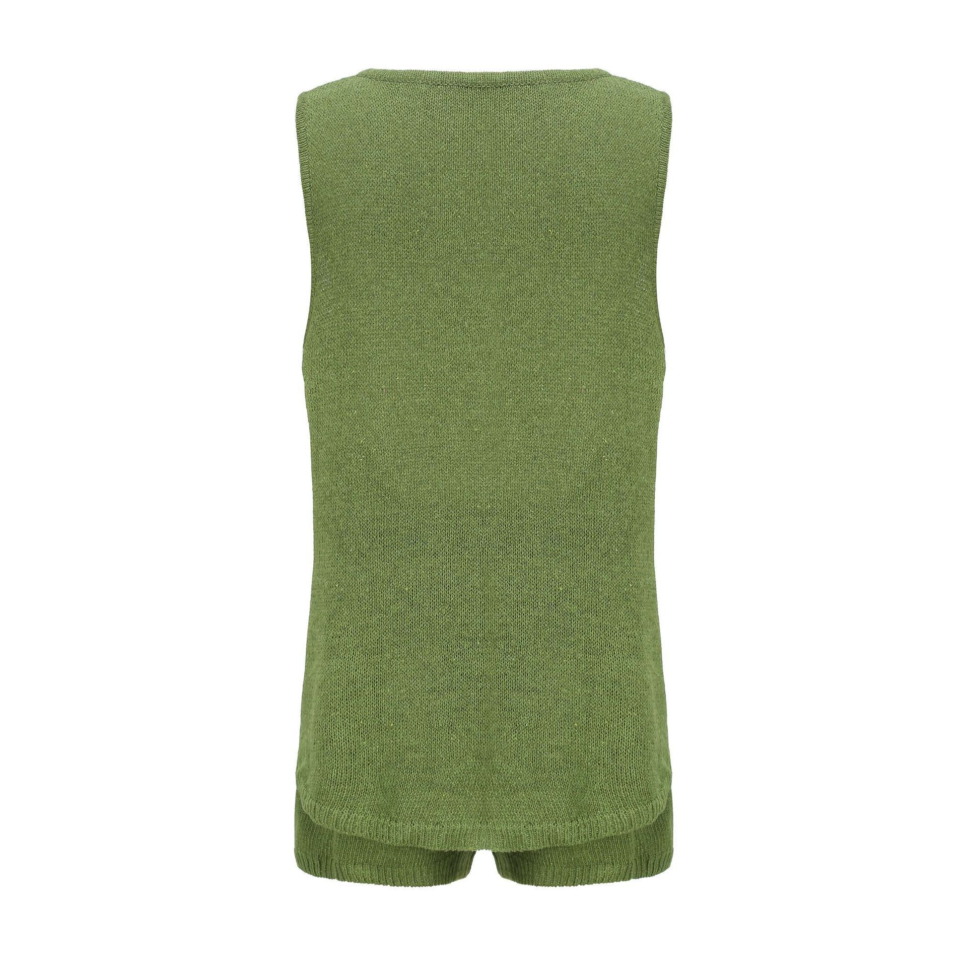 Summer fashion casual deep V-neck knitting vest and shorts two-piece set 29