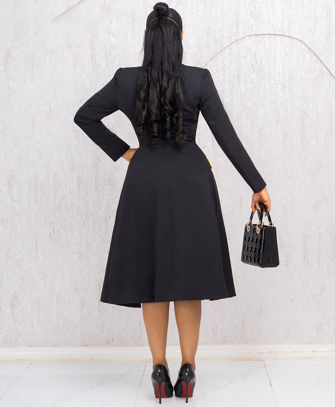 Women Elegant Turndown Collar Stretchy Blazer Dress Two-Piece Set 8