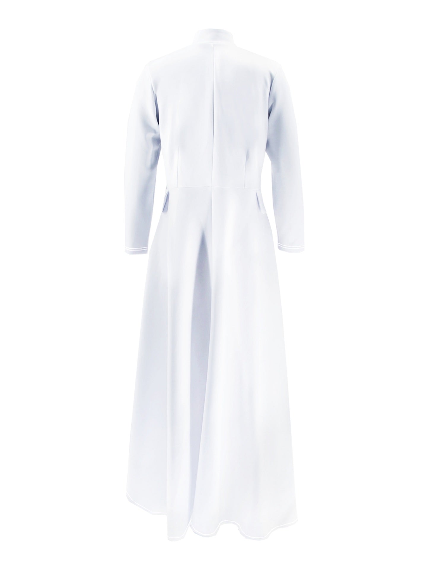 Women Long Sleeve Turtleneck Zipper Fake Pocket Irregular Dress 38