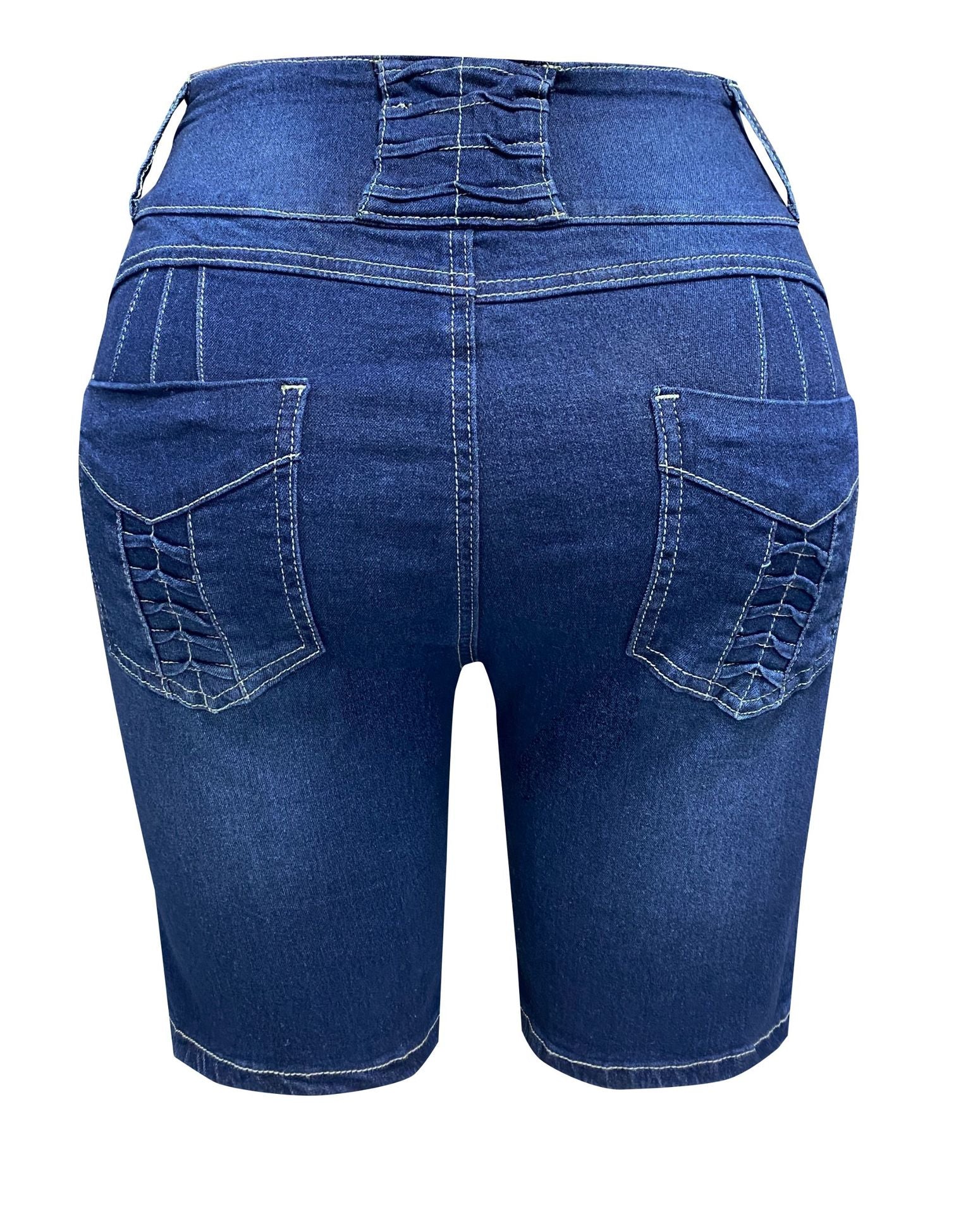 Women's Knee-Length Tight Fitting Slim Fit Denim Shorts 11