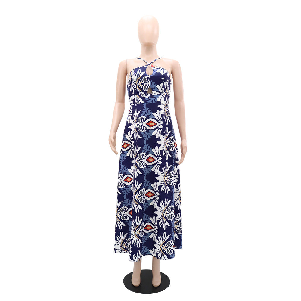 Sexy Strap Hollow Style Printed Long Dress 5