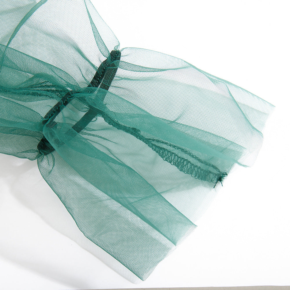 Spring Sexy See-Through Mesh Long Sleeve Double Breasted Slim Waist Chic Women Blazer Dress 43