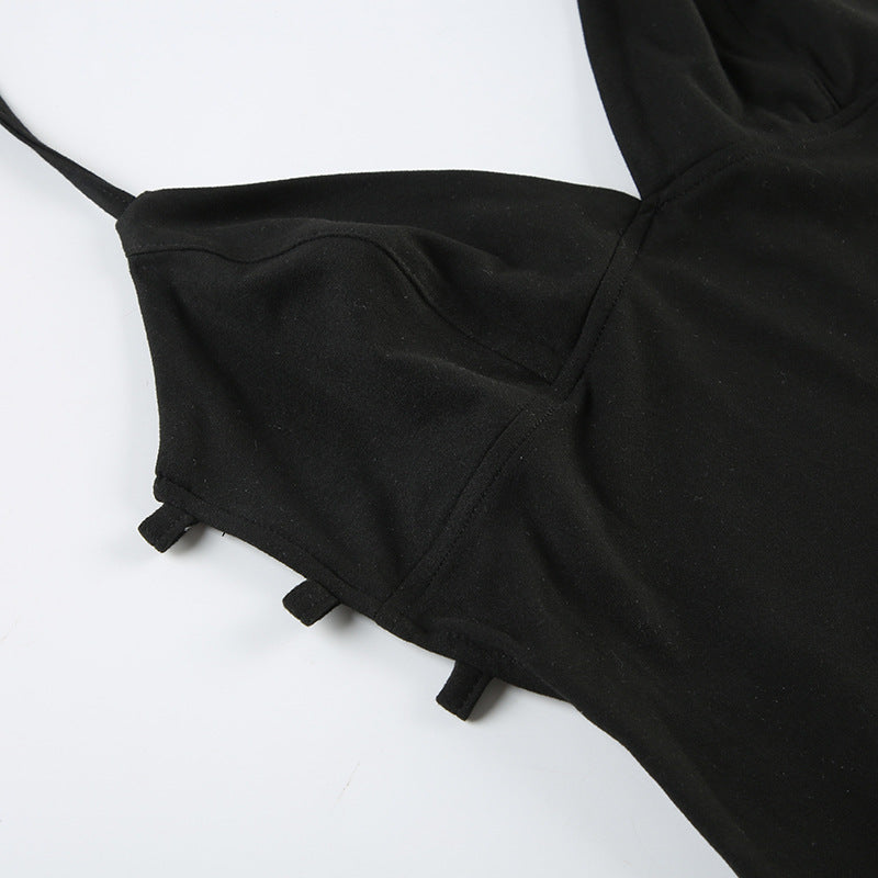 Women V-Neck Elegant Party Suspender Sexy Slit Maxi Dress 11