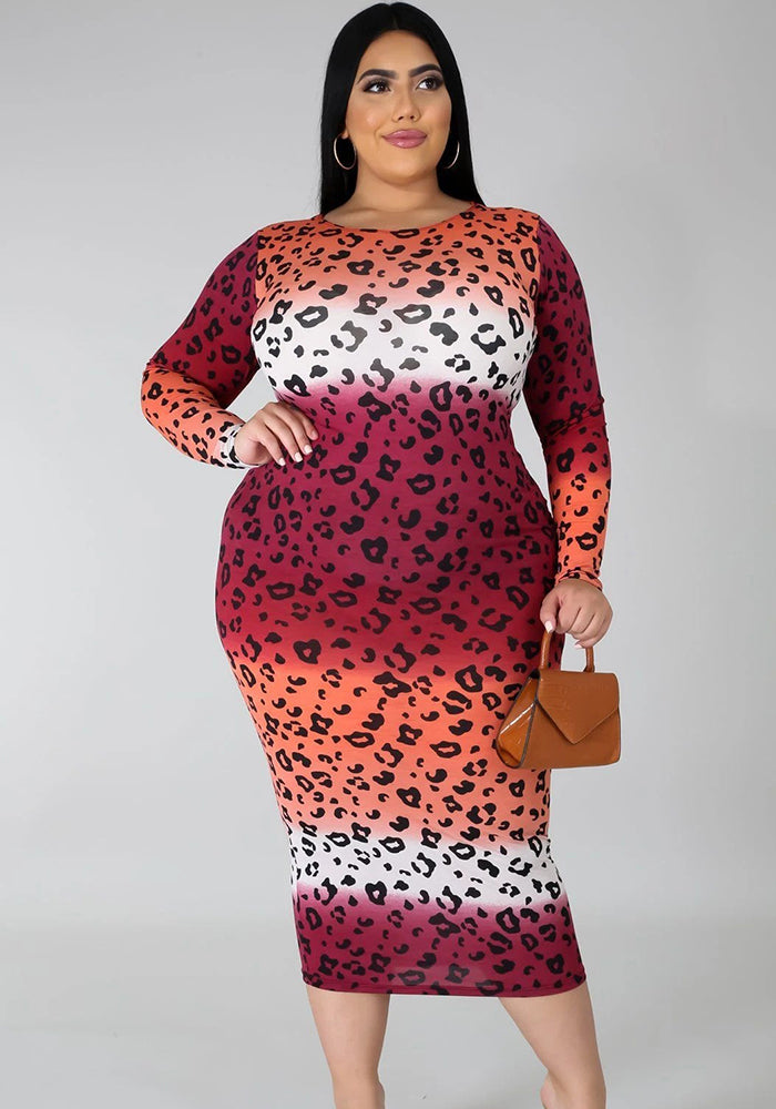 Women's Multicolor Gradient Plus Size Long Dress