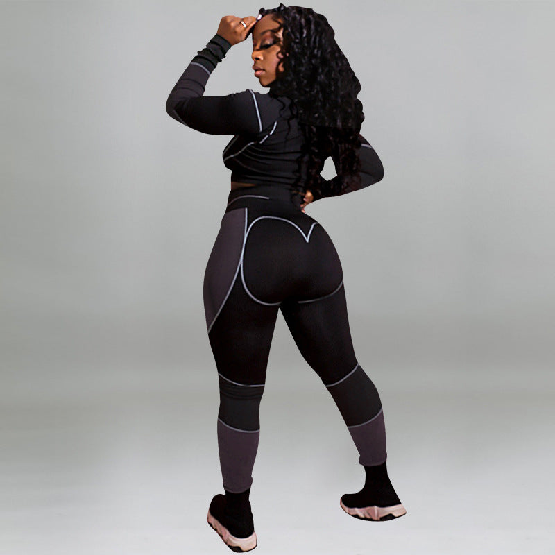 Women's Autumn Fashion Casual Sports Slim Long Sleeve Two Piece Pants Set 3