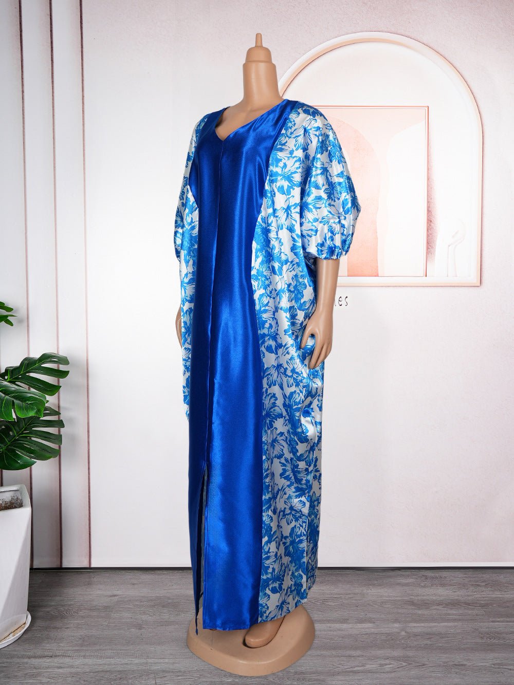 Plus Size Women's Robe African Color Block Print Dress 18