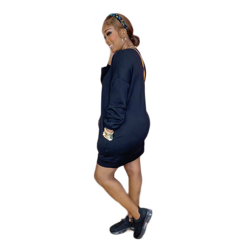 Women Casual Long Sleeve Pocket Dress 8