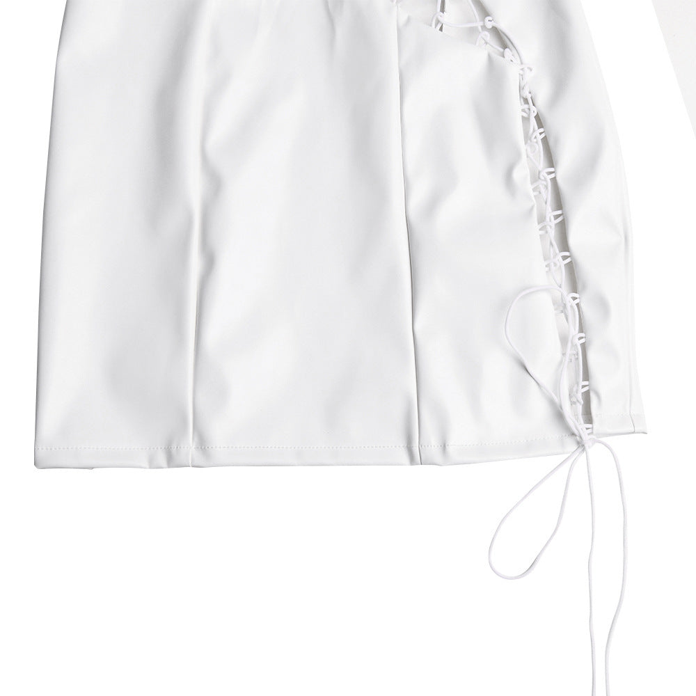 Women's Winter Sexy Strapless Lace-Up Slim Waist Bodycon Women's Dress 17