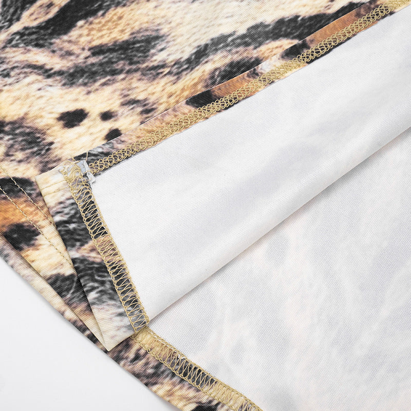 Women's Sexy Print Halter Neck Lace-Up Strapless Top with Slit Skirt Two-Piece Set 15