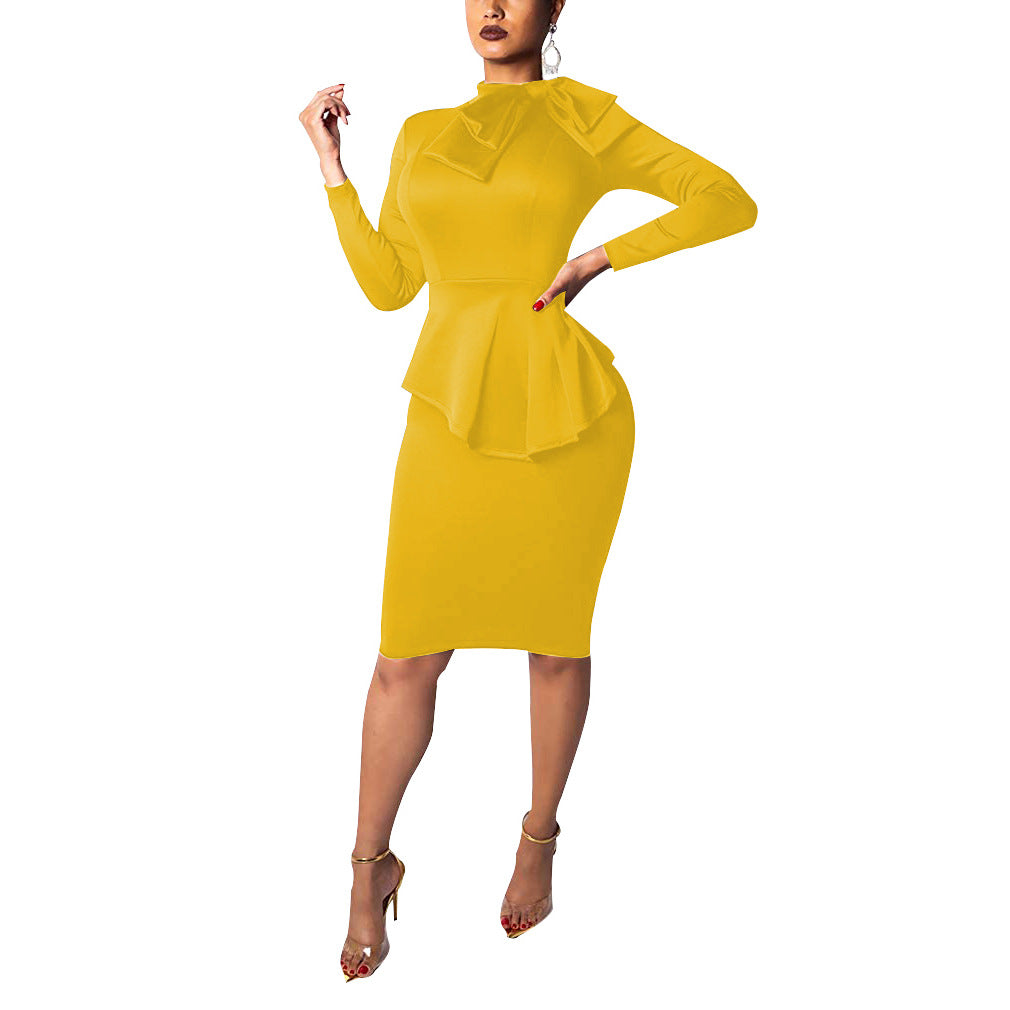 Women sexy diagonal bow dress 20