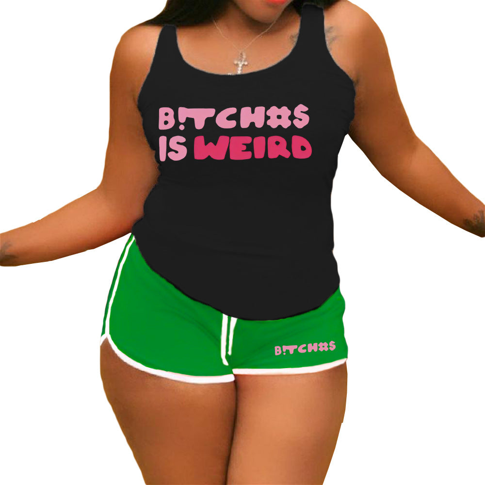 Women vest shorts sports yoga two piece set 27