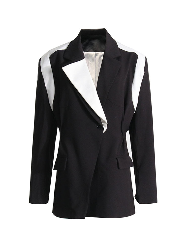 Women's Autumn and Winter Fashionable Color Block Chic Elegant Blazer 9