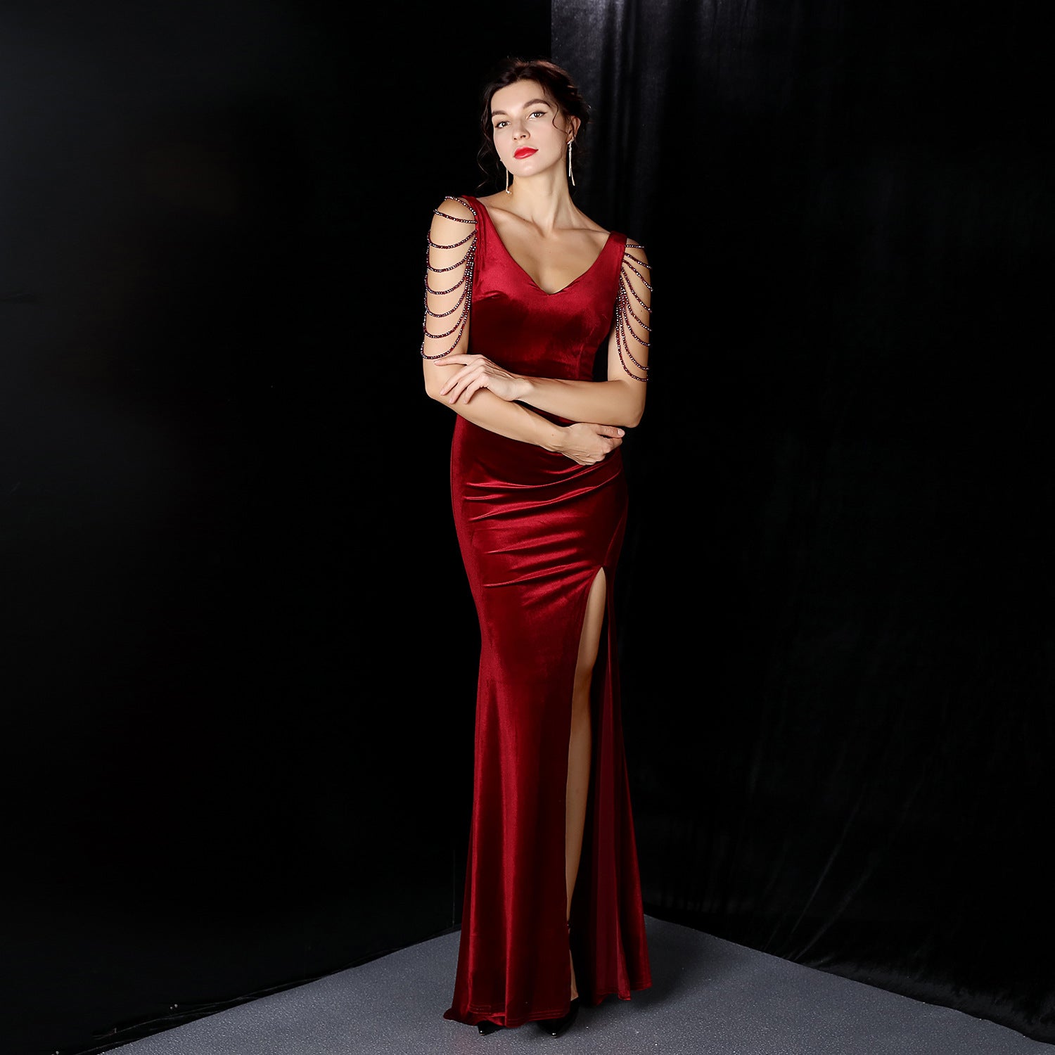 Women high-end  elegant banquet fishtail evening dress 6
