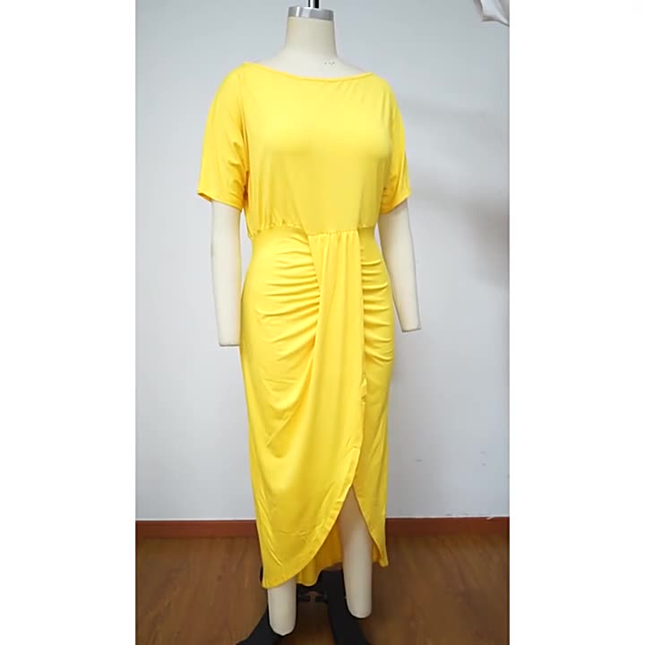 Women Slash Shoulder Irregular Maxi Dress 12