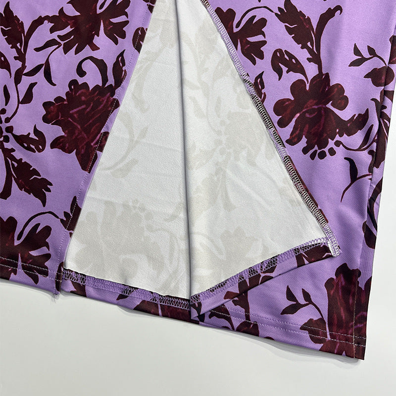 Spring Summer Women's Printed Halter Neck Lace-up Sexy Low-Back Slim Dress 20