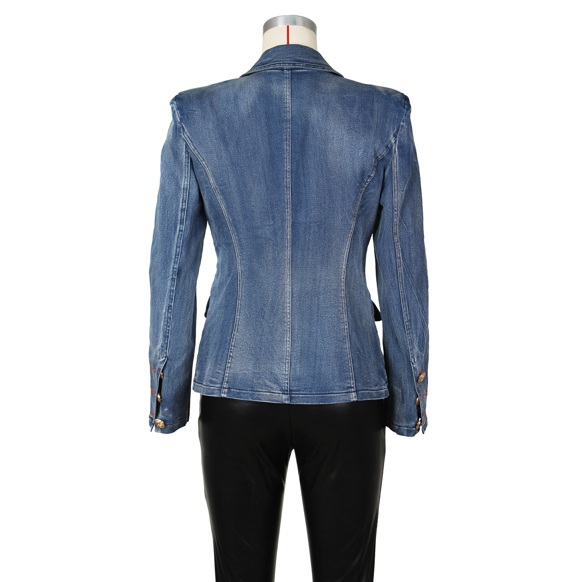Women Button Denim Blazer Jacket 13