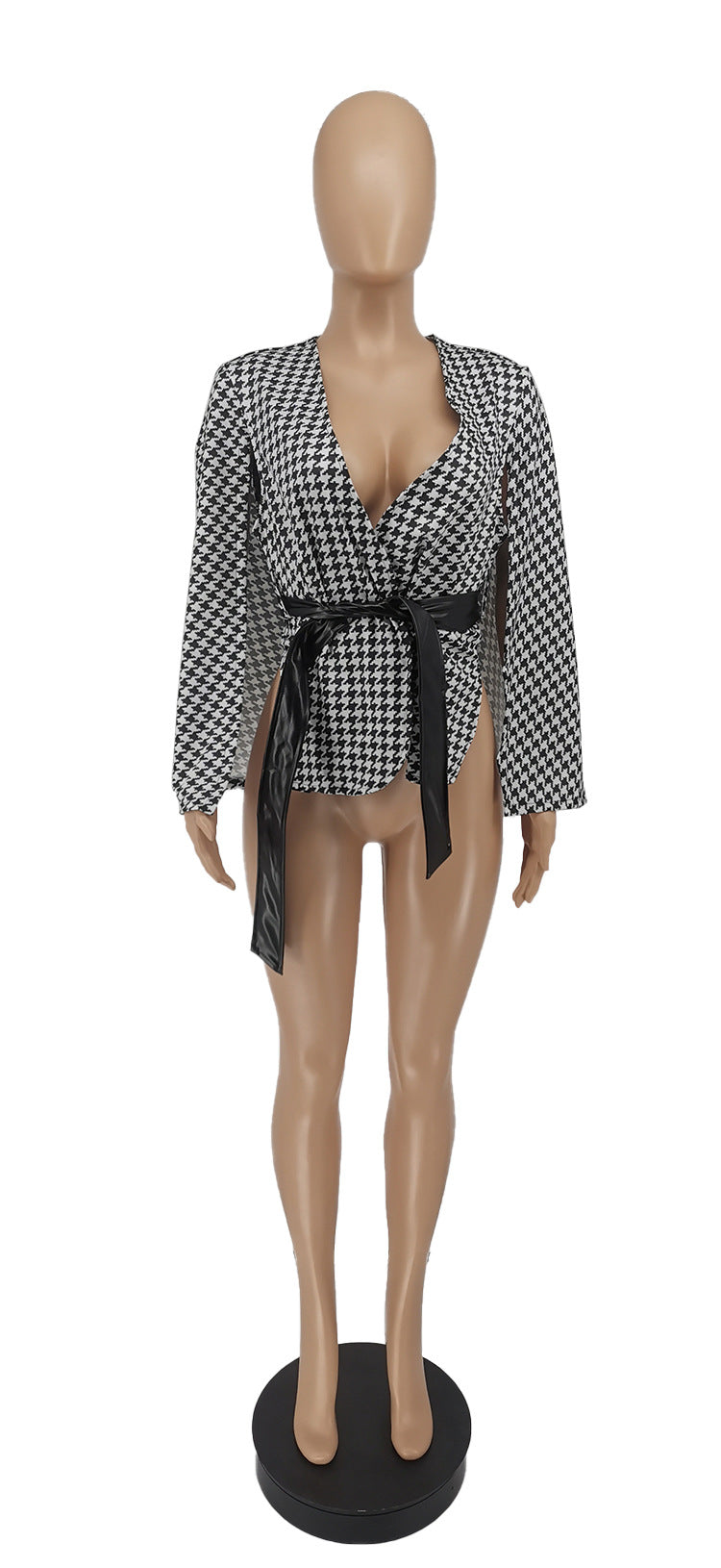 Women Autumn Printed Strappy Casual Cape Jacket 8