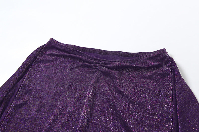 Women summer sexy Solid one-shoulder Halter Neck Strapless Top and Skirt two-piece set 12