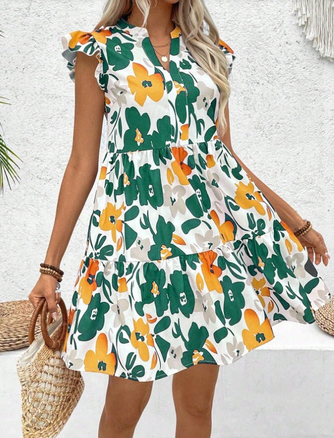 Women Summer Fashion Elegant Ruffle Edge Sleeveless Strap Dress 5