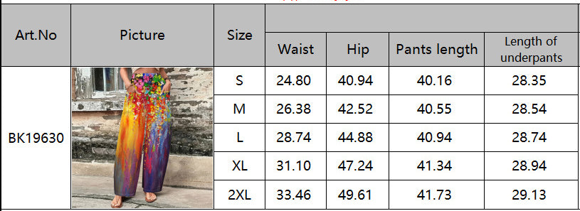 Women Casual High Waisted Loose Printed Wide Leg Pants 7