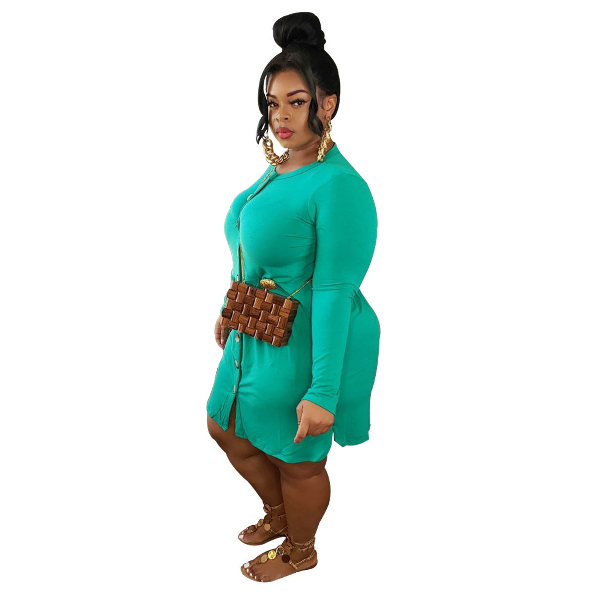 Plus Size Women Sexy Round Neck Dress 8