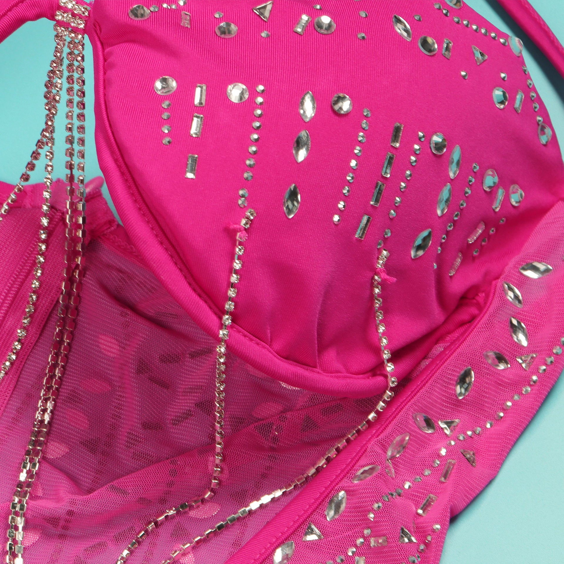 Women Sexy Beaded Tassel See-Through Bodycon Dress 27