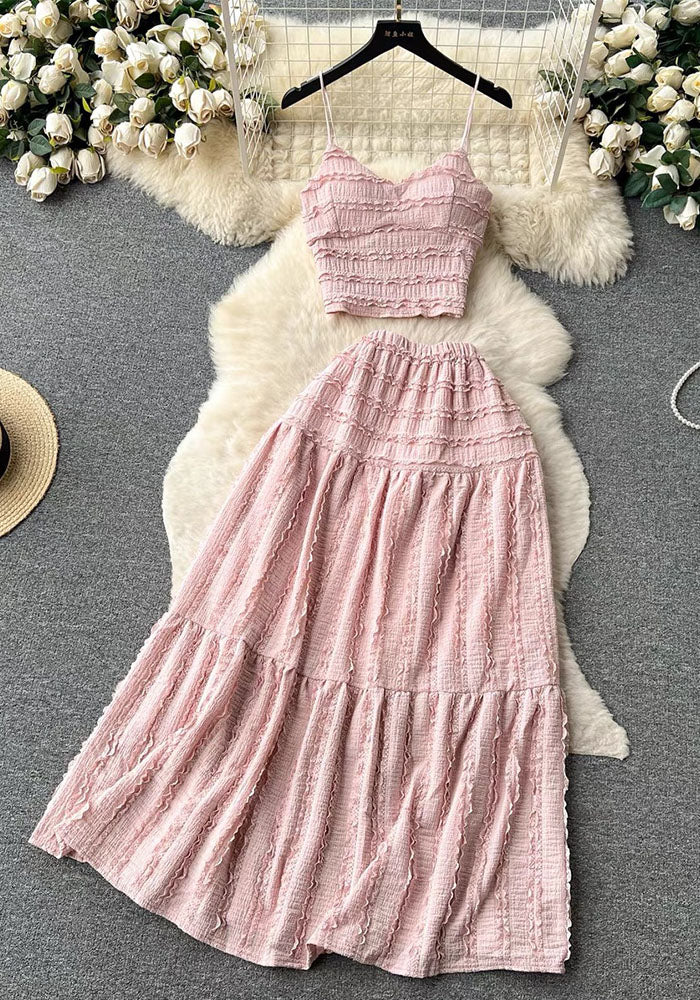 Women Set Summer Strap Top and Skirt Two Piece Set