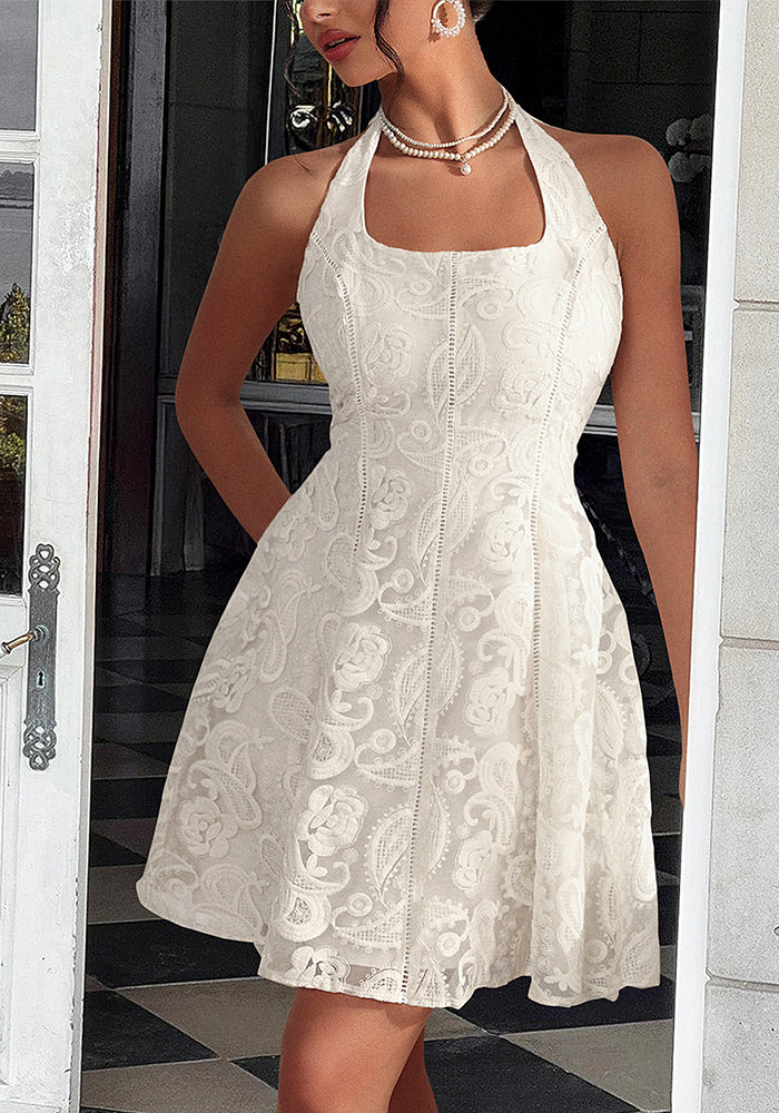 Spring/Summer Women's Elegant Halter-Neck Mesh Dress