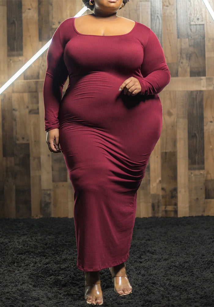 Fashion Slim Round Neck Long Dress